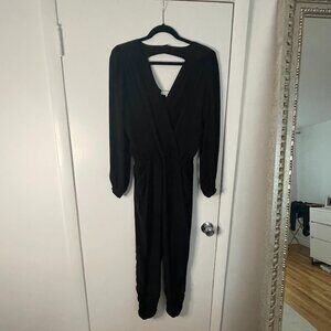 Parker 100% Silk Black Wrap Jumpsuit w/ Pockets (Size XS)